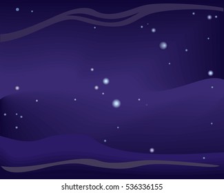 Abstract blue space background. Beautiful background of the night sky with stars. Night sky background. Universe filled with stars. Free space for text. Vector illustration.