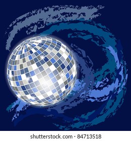 Abstract blue space background with discoball. Vector illustration.  eps10
