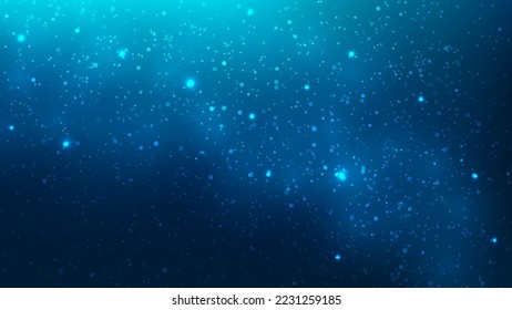 Abstract blue space cosmos background with nebula and shining star. Magic galaxy universe starry night. Vector illustration