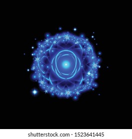 Abstract blue space themed shape. Vector illustration