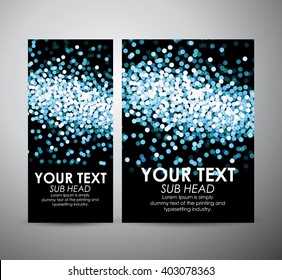 Abstract blue sparkle glittering background on Brochure business design template or roll up.