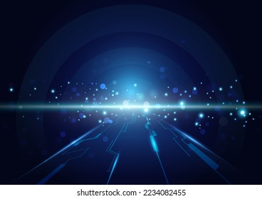 Abstract blue speed light effect on black background vector illustration.
