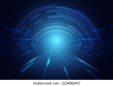Abstract blue speed light effect on black background vector illustration.