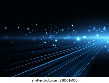 Abstract blue speed neon light effect vector illustion