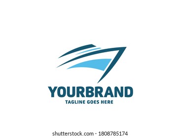 ilustración vectorial del logotipo del velero azul abstracto