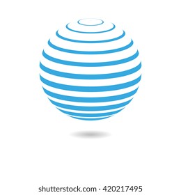 Abstract blue sphere. 3d lines ball. Business logo element. Vector template for background