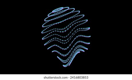 Abstract blue sphere with connecting dots and lines with glitch effect.. Wireframe technology sphere. Big data visualization. Vector illustration.