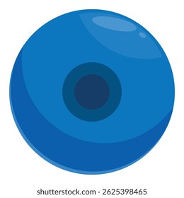 Abstrakte blaue Kugel mit dunkleren Kreis in der Mitte und Lichtreflexionen auf der Oberseite, was auf ein dreidimensionales Objekt hindeutet