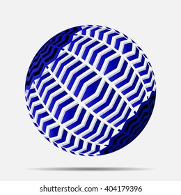 Abstract blue sphere with decoratively shapes.