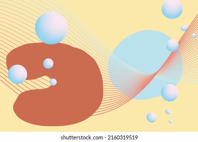 abstract blue sphere floating with gradient red flowline with twisted background can be use for website template advertisement banner notebookcover product label food and beverage