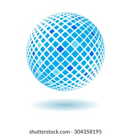 Abstract blue sphere. Made by blue squares.