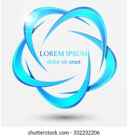 Abstract blue sphere swirl logo on white. Vector eps10