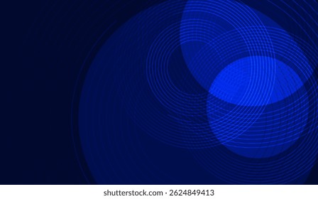 Abstract Blue Spheres Intersecting on Dark Backdrop: Geometric Harmony and Modern Design, Perfect for Technological and Artistic Themes, Web Designs or Presentations