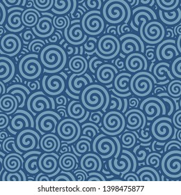 Abstract blue spiral circle seamless background - Vector illustration