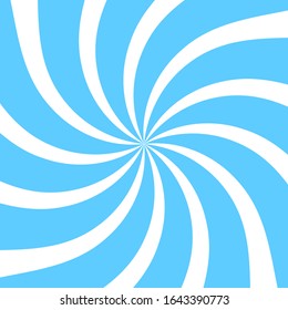Abstract blue spiral swirl radial optical illusion pattern. Hypnotic striped background. Vector illustration