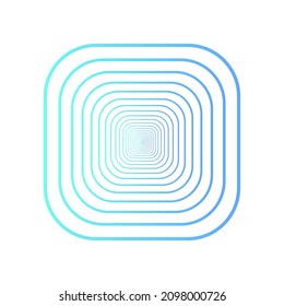 Abstract blue spirograph square logo on white background. Vector illustration.