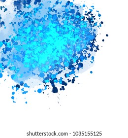 Abstract Blue Splatter Background Banner. Beautiful hand drawn vector sketch. Colorful elements for social media and print decoration.