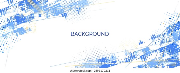 Abstract blue sports design on white background. Halftone dots pattern texture. Design of banner, poster, sports background. Vector illustration.