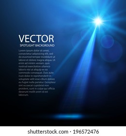 Abstract blue spotlight background.  Vector illustration