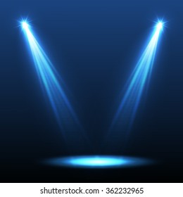 Abstract blue spotlight background. Vector illustration