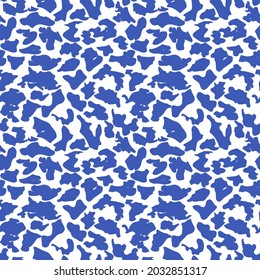Abstract blue spots seamless pattern. Isolated on white background vector illustration. Repeated splodge background.