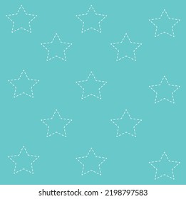 Abstract blue Square Fabric Pattern white dotted star dashed line quilt pattern  pattern handkerchief pattern