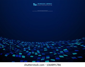 Abstract blue square flying pattern design of technology background. You can use for ad, poster, artwork, annual report. print. illustration vector eps10