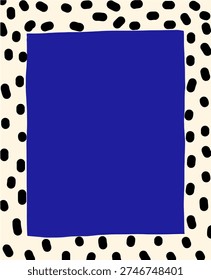 Abstract Blue Square Frame with Hand-Drawn Black Dots