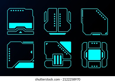 Abstract blue square frame set technology future interface hud .