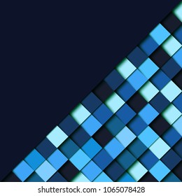 Abstract blue square geometric shape paper cut layer background.Paper art style of cover design for business template and material design.Vector illustration.