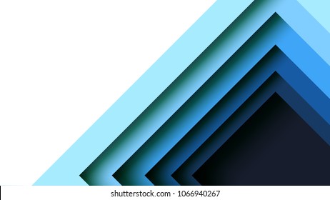 Abstract blue square geometric shape paper cut layer minimal background.Paper art style of cover design for business banner template and material design.Vector illustration.