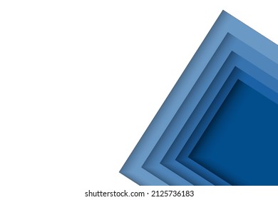 Abstract blue square geometric shape paper cut layer minimal background.Paper art .Abstract background. Vector illustration.