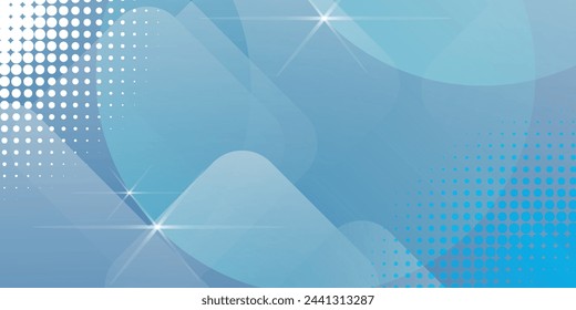 Abstrakte blaue quadratische geometrische Formen Hintergrund mit Halbton-Punkte-Dekoration. Überlappen Sie geometrische Formen und Texturelemente.