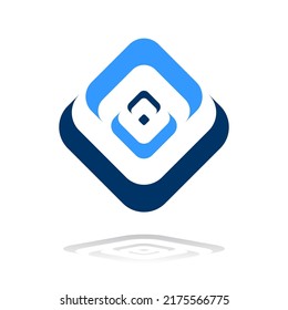 Resumen del icono de la plaza azul. Elemento para el diseño. Arte vector.