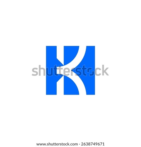 Abstract Blue Square Letter K Logo