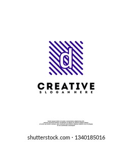 abstract blue square lines with D logo letter design concept