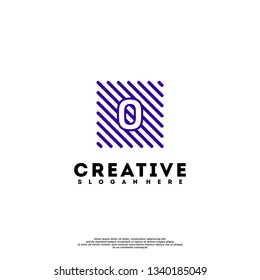 abstract blue square lines with O logo letter design concept
