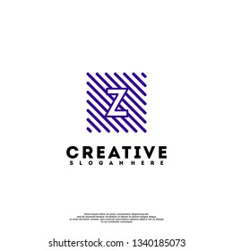 abstract blue square lines with Z logo letter design concept