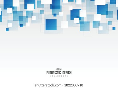 Abstract blue square pattern design of technology pattern artwork background. Use for ad, poster, artwork, template design, print. illustration vector eps10