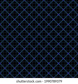 Abstract blue square patterns on dark background, Abstract vector wallpaper, Seamless pattern background.
