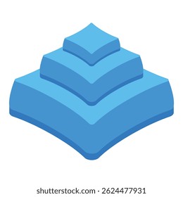 Abstract blue square shape building upwards, creating a pyramid form, representing concepts such as growth, progress, and stability