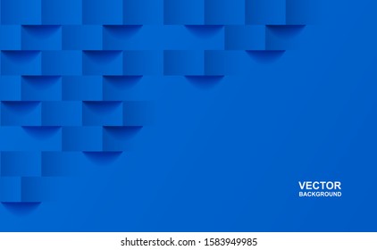 Abstract. Blue square shape geometric background. light and shadow . Vector.