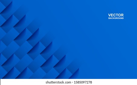 Abstract. Blue square shape geometric background. light and shadow . Vector.