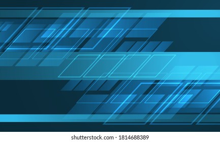 Resumen de la tecnología de luz cuadrada de velocidad cuadrada azul en la ilustración del vector de fondo futurista.