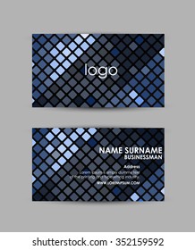 Abstract blue squares pattern - Business card vector design template.  