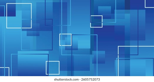 Abstract Blue Squares Vector Background, Isolated on White.