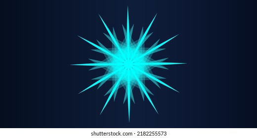 Abstract blue star burst on black background. Vector wavy dynamic blue light lines round swirl flowing for concept of music, technology, energy, science, neural network, neurology.