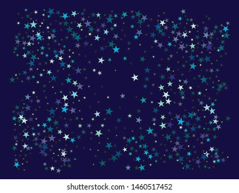 Abstract blue stars for holidays. Stylish glitter design's elements. Vector illustration poster. Blue trendy modern elegant background for anniversary, birthday celebrate or other festive event.