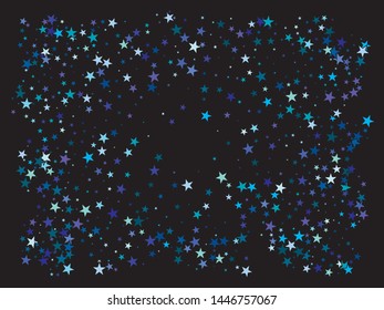 Abstract blue stars for holidays. Vector illustration layout. Random glitter design's elements. Blue trendy modern elegant background for anniversary, birthday celebrate or other festive event.