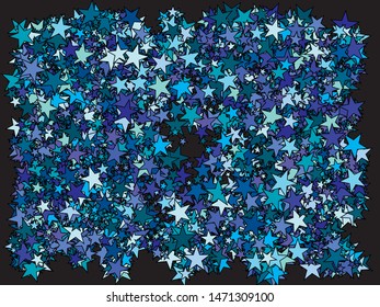 Abstract blue stars for holidays. Vector illustration art. Graphic glitter design's elements. Blue trendy modern elegant background for anniversary, birthday celebrate or other festive event.